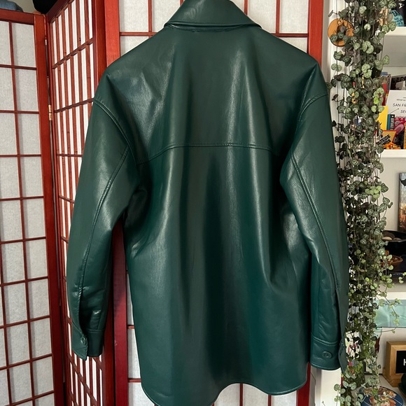 Aritzia Pelli Vegan Leather Jacket Shacket babaton in forest green - Picture 3 of 6